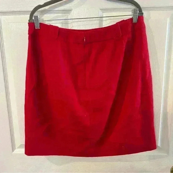 Talbots Wool Blend Red Mini Skirt Christmas Holiday Winter Size 14 Petite EUC - Picture 2 of 4